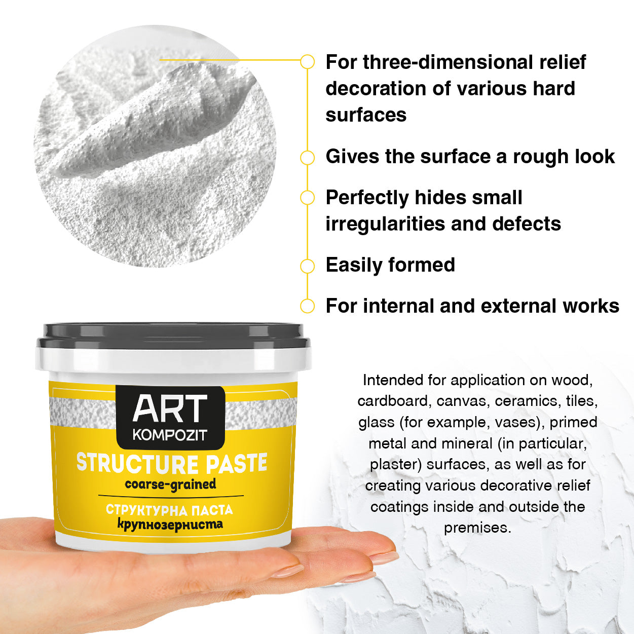 Coarse-Grained Structural Paste Art Kompozit 300 ml (10,15 Fl oz) White color