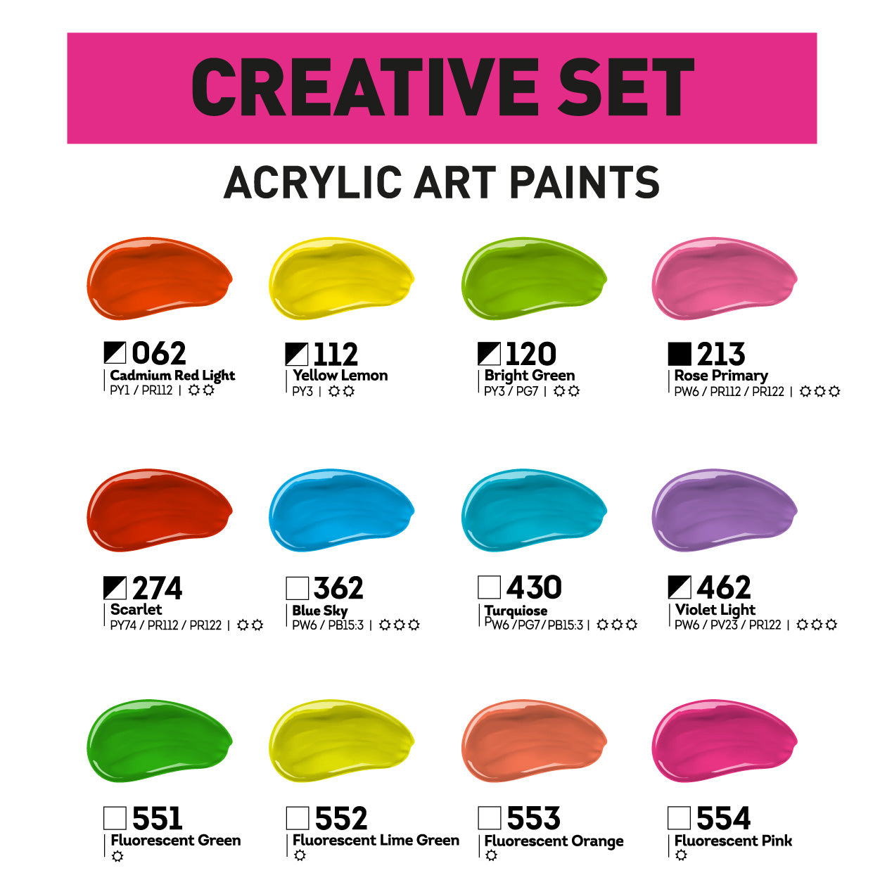 Creative Heavy Body Acrylic Paint Set 12 x 75 ml