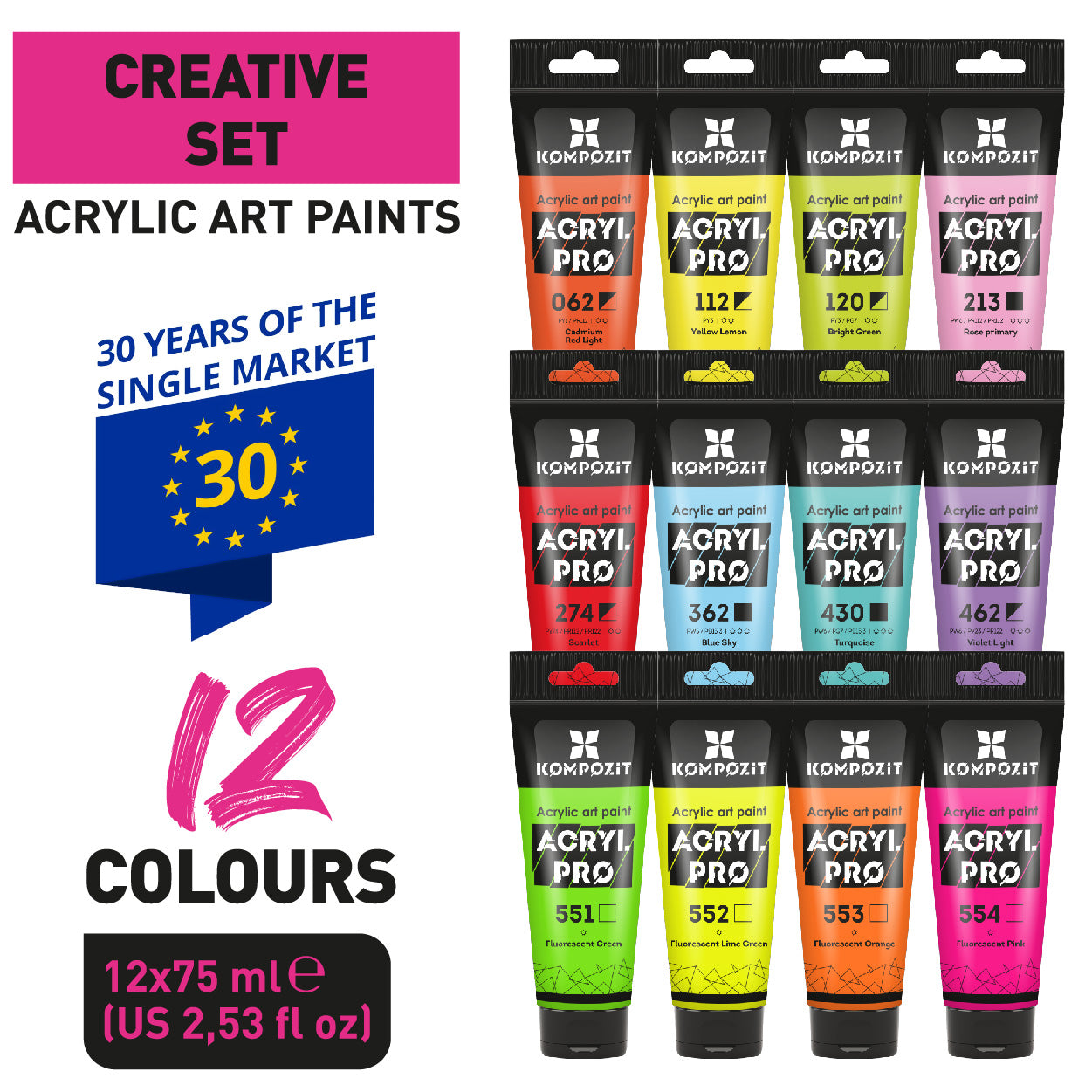 Creative Heavy Body Acrylic Paint Set 12 x 75 ml