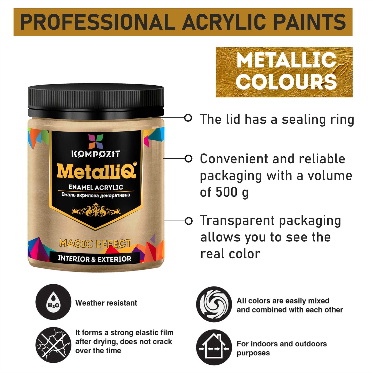 Acrylic Enamel Paint Metallic Effect®  500 g (17.63 Fl Oz)