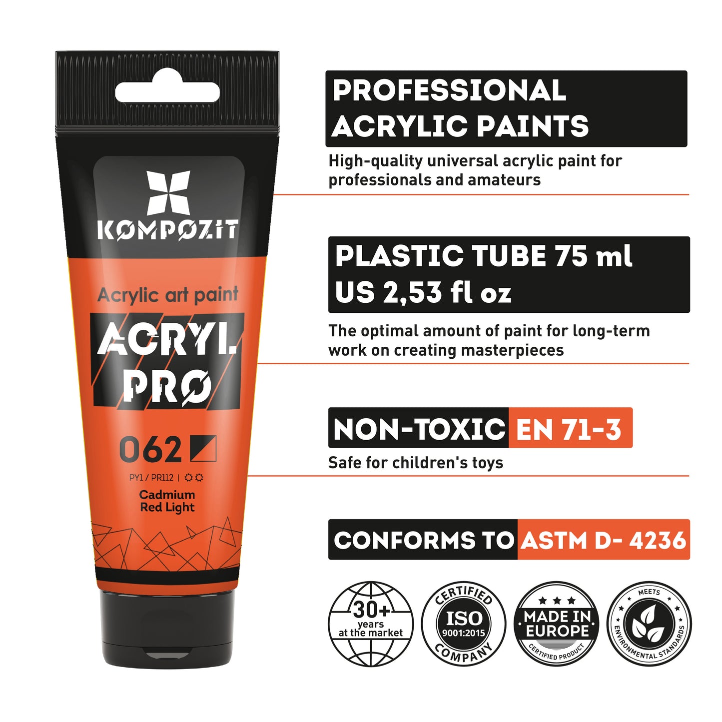 Professional Heavy Body Acrylic Paint Set 12 x 75 ml