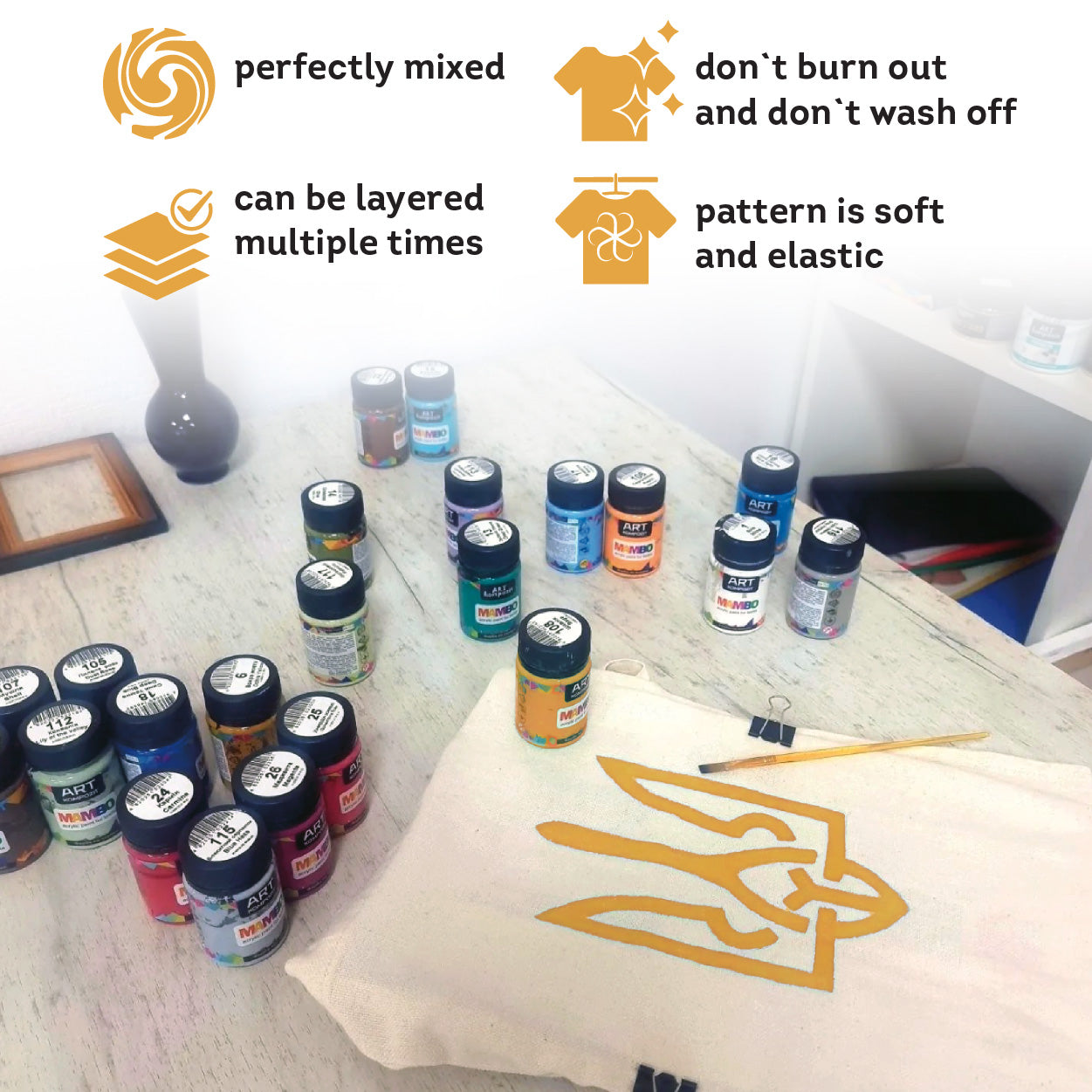 Acrylic paint for textile, fabric, leather, shoes MAMBO ART