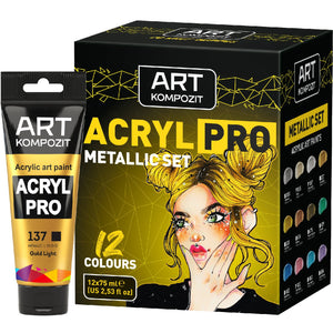 Metallic Soft Body Acrylic Paint Set 12 x 75 ml